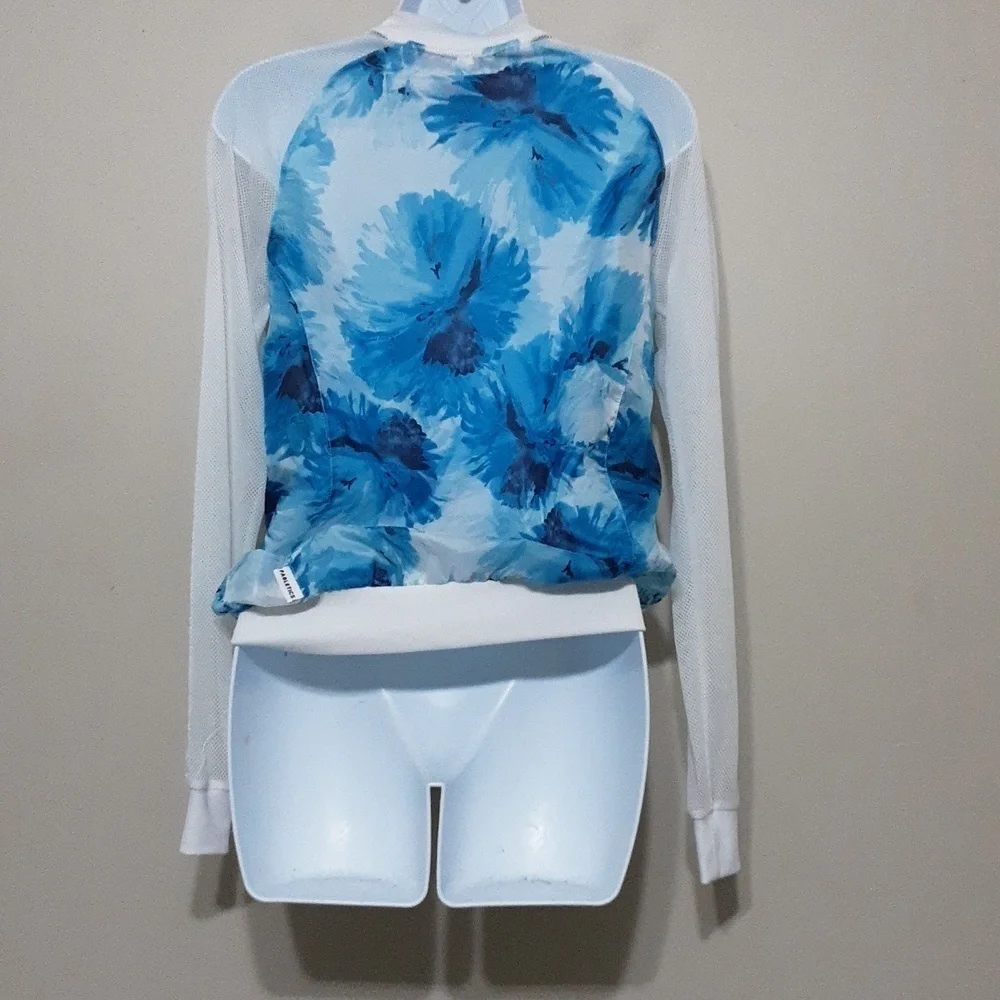 FABLETICS Women Blue Floral Mesh Long Sleeve Lightweight Zip Jacket XS retro y2k - Picture 4 of 10